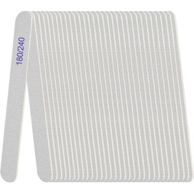 Lima Recta 180/240 grano (50 Uds) color gris, tipo Zebra punta redonda, herramientas de lijado y cuidado de uñas, delgadas